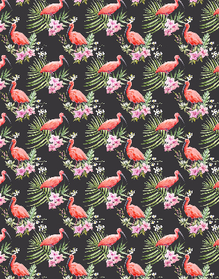Store intérieur fenêtre avec flamants roses sur les plantes