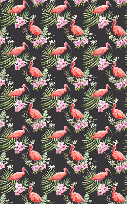 Store intérieur fenêtre avec flamants roses sur les plantes