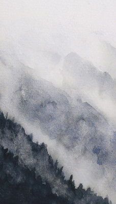 Store intérieur montagnes brumeuses