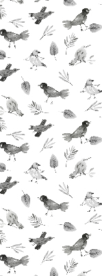 Store intérieur avec oiseaux et feuilles dessinés