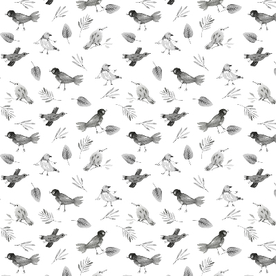Store intérieur avec oiseaux et feuilles dessinés
