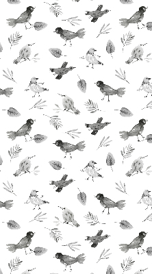 Store intérieur avec oiseaux et feuilles dessinés
