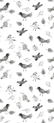 Store intérieur avec oiseaux et feuilles dessinés