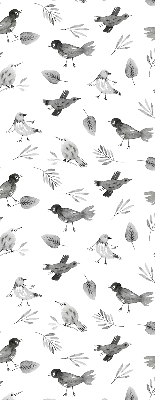 Store intérieur avec oiseaux et feuilles dessinés