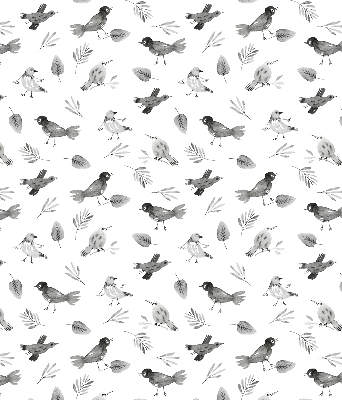 Store intérieur avec oiseaux et feuilles dessinés