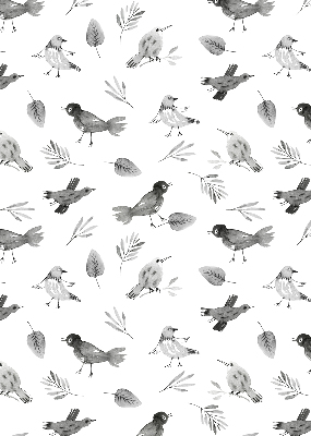 Store intérieur avec oiseaux et feuilles dessinés