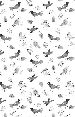 Store intérieur avec oiseaux et feuilles dessinés