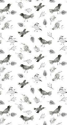 Store intérieur avec oiseaux et feuilles dessinés