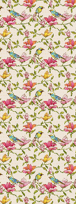 Store intérieur avec motif d’oiseaux sur les fleurs
