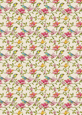 Store intérieur avec motif d’oiseaux sur les fleurs