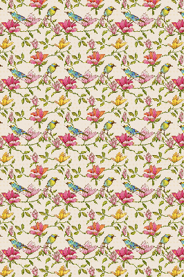 Store intérieur avec motif d’oiseaux sur les fleurs