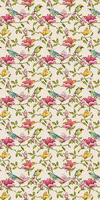 Store intérieur avec motif d’oiseaux sur les fleurs