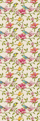 Store intérieur avec motif d’oiseaux sur les fleurs