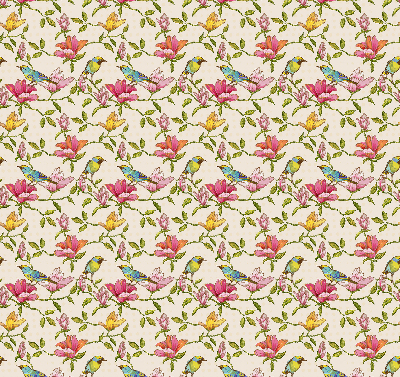 Store intérieur avec motif d’oiseaux sur les fleurs