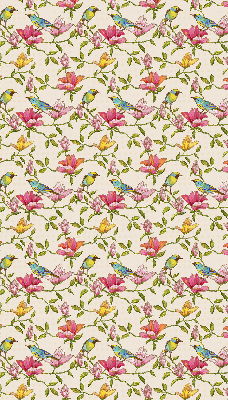 Store intérieur avec motif d’oiseaux sur les fleurs