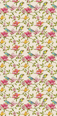 Store intérieur avec motif d’oiseaux sur les fleurs