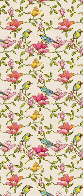 Store intérieur avec motif d’oiseaux sur les fleurs