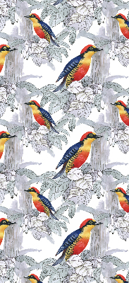 Store intérieur fenêtre avec oiseau coloré