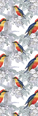 Store intérieur fenêtre avec oiseau coloré