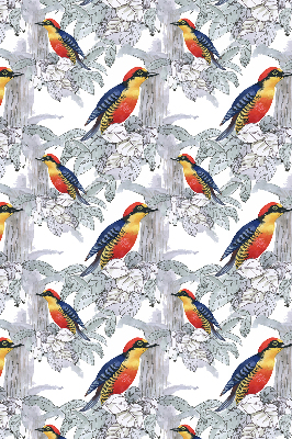 Store intérieur fenêtre avec oiseau coloré