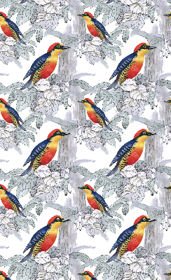 Store intérieur fenêtre avec oiseau coloré