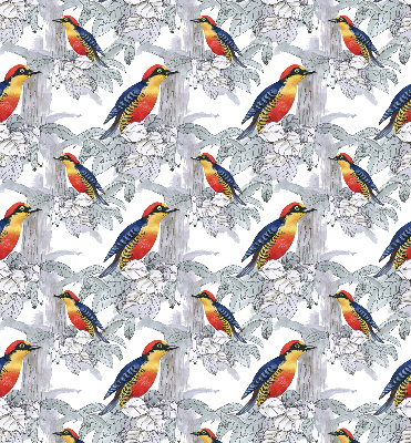 Store intérieur fenêtre avec oiseau coloré