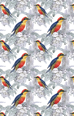 Store intérieur fenêtre avec oiseau coloré