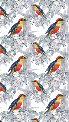 Store intérieur fenêtre avec oiseau coloré