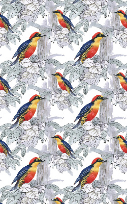 Store intérieur fenêtre avec oiseau coloré