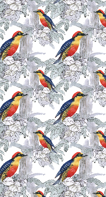 Store intérieur fenêtre avec oiseau coloré