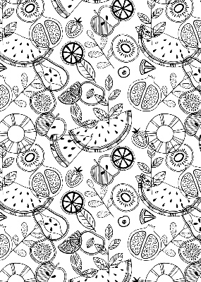 Store intérieur pour fruits dessinés
