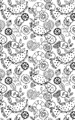 Store intérieur pour fruits dessinés