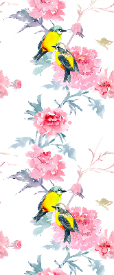 Store intérieur avec motif d’oiseaux sur les fleurs