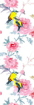 Store intérieur avec motif d’oiseaux sur les fleurs