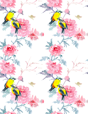 Store intérieur avec motif d’oiseaux sur les fleurs
