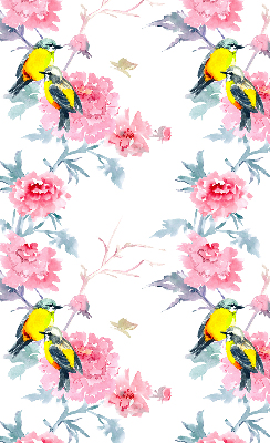 Store intérieur avec motif d’oiseaux sur les fleurs