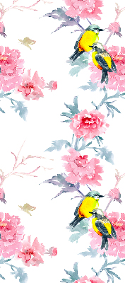 Store intérieur avec motif d’oiseaux sur les fleurs