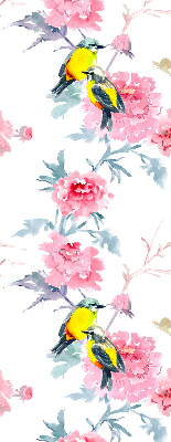 Store intérieur avec motif d’oiseaux sur les fleurs