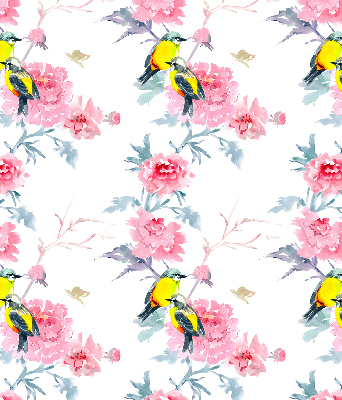 Store intérieur avec motif d’oiseaux sur les fleurs