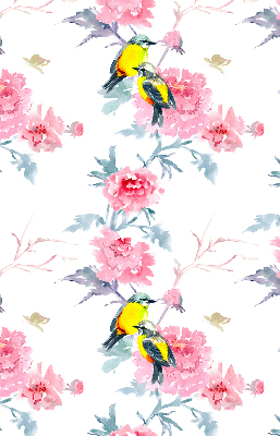 Store intérieur avec motif d’oiseaux sur les fleurs