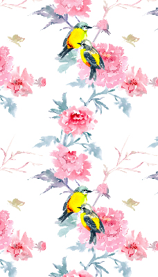 Store intérieur avec motif d’oiseaux sur les fleurs