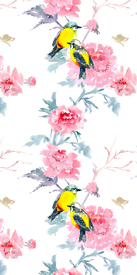 Store intérieur avec motif d’oiseaux sur les fleurs