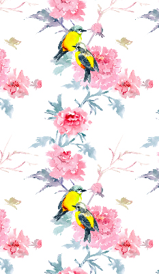 Store intérieur avec motif d’oiseaux sur les fleurs