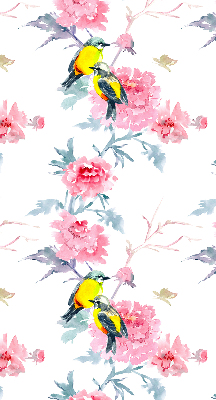 Store intérieur avec motif d’oiseaux sur les fleurs