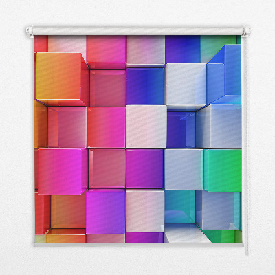 Store intérieur avec des cubes 3D colorés