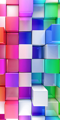 Store intérieur avec des cubes 3D colorés