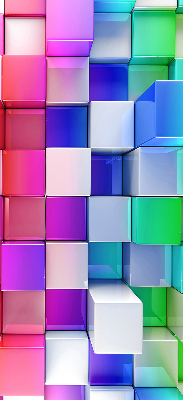 Store intérieur avec des cubes 3D colorés