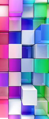 Store intérieur avec des cubes 3D colorés