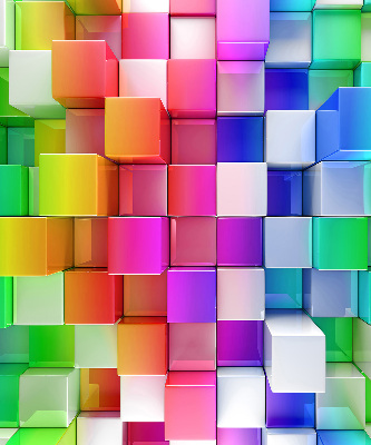 Store intérieur avec des cubes 3D colorés