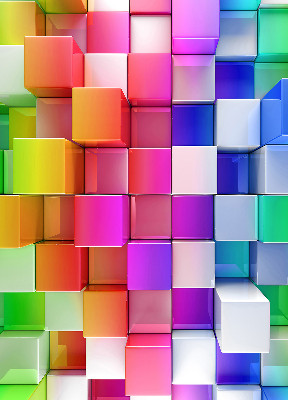 Store intérieur avec des cubes 3D colorés